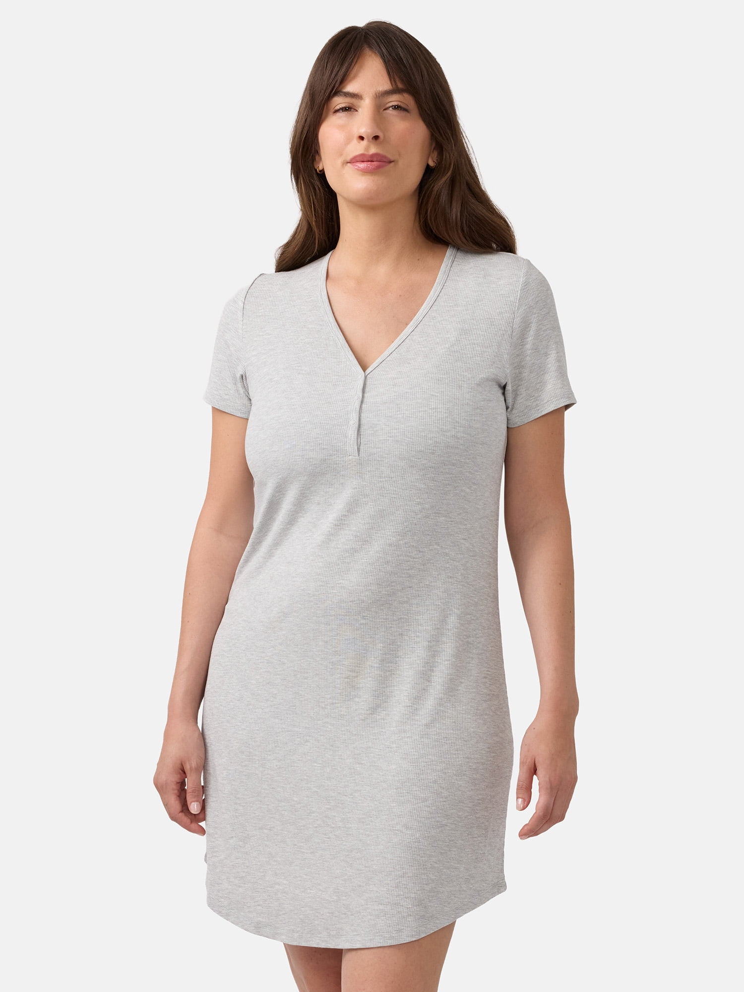 Ingrid & Isabel For Every Belly Women's Maternity Ribbed Henley T-Shirt Dress, Sizes S-XXXL