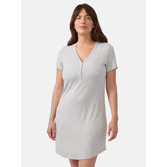 Ingrid & Isabel For Every Belly Women's Maternity Ribbed Henley T-Shirt Dress, Sizes S-XXXL