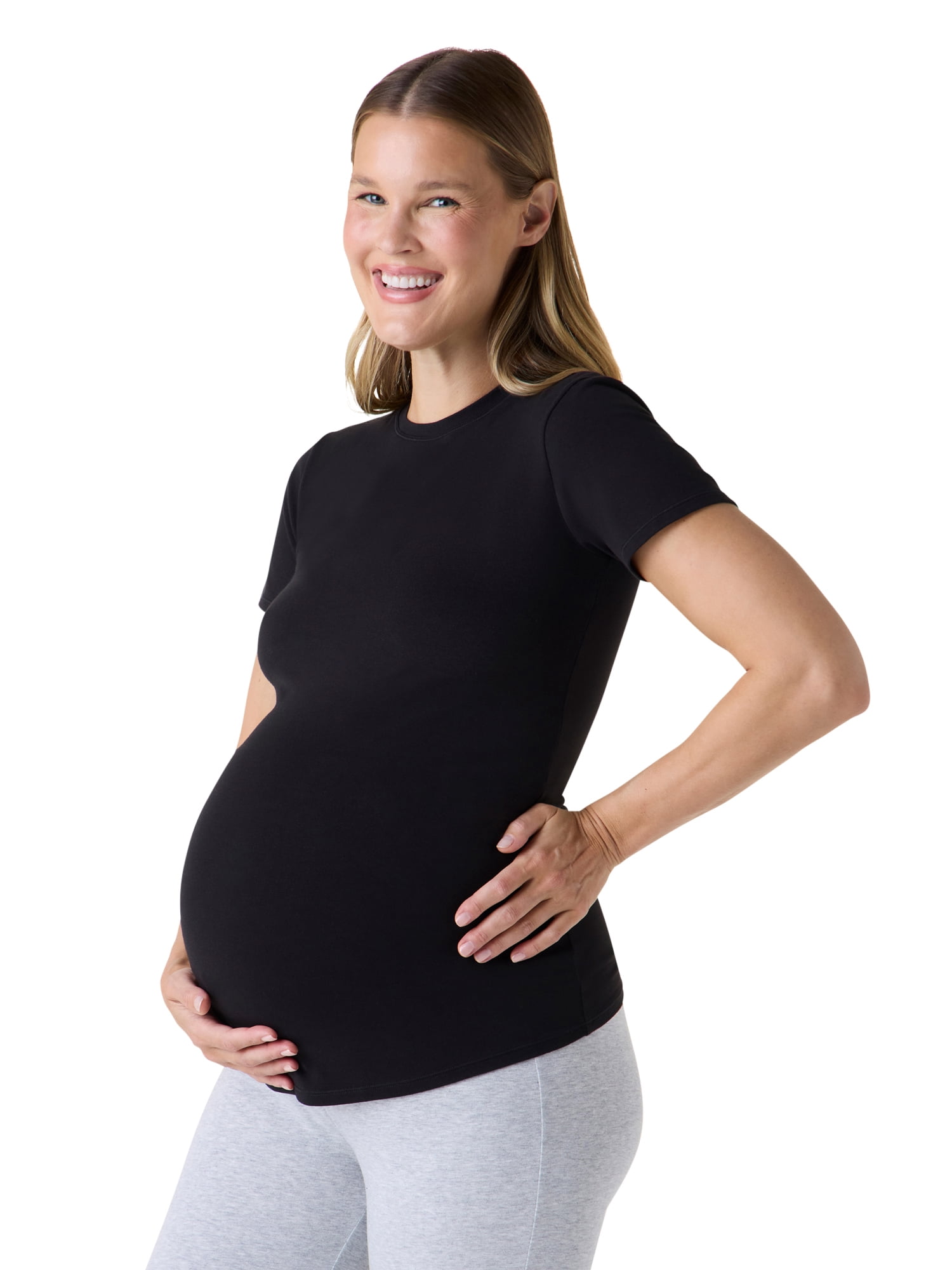 Ingrid & Isabel For Every Belly Women's Maternity Cotton Jersey Short Sleeve Shirt, Sizes S-XXXL
