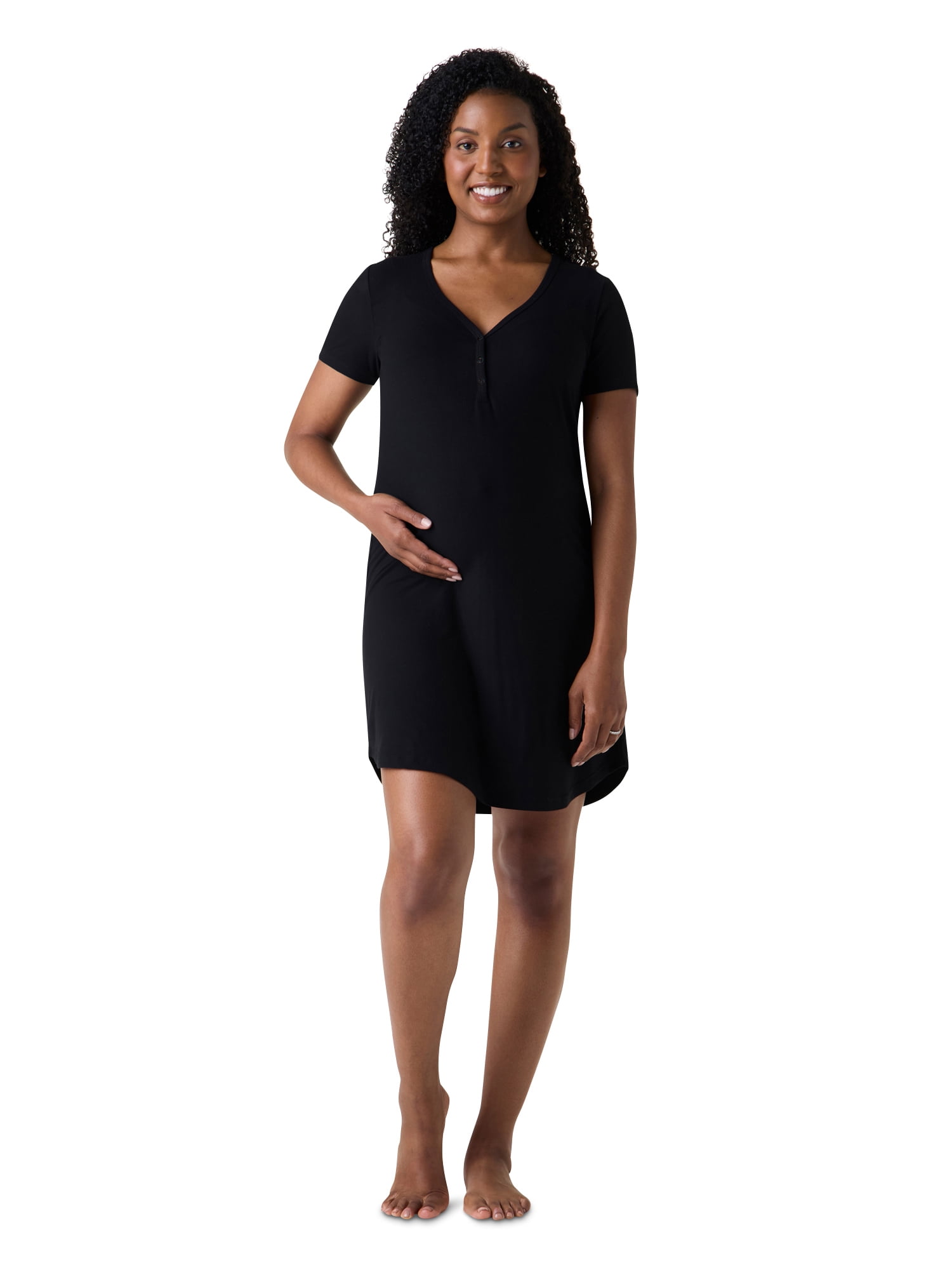 ribbed henley dress Navy Blue Long Sleeve Heart Button Ribbed Henley Dress