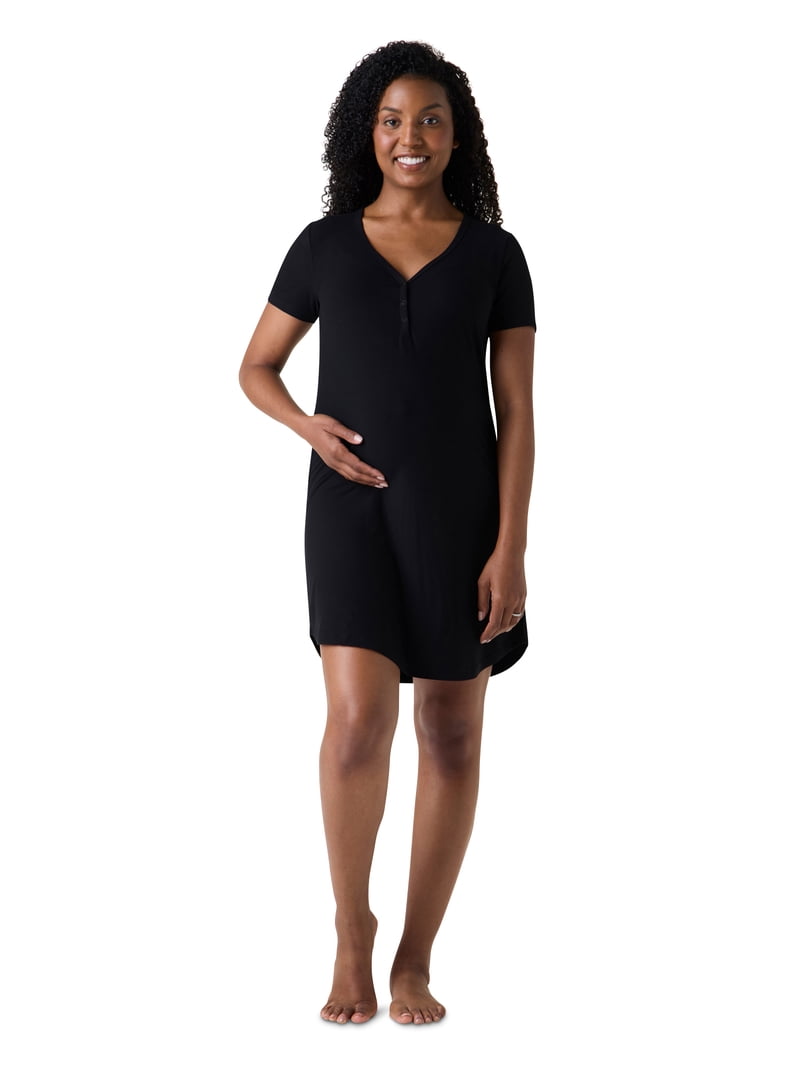 Ingrid & Isabel For Every Belly Women's Maternity Ribbed Henley T-Shirt Dress, Sizes S-xxxl, Black Ingrid & Isabel For Every Belly Women's Maternity Ribbed Henley T-Shirt Dress, Sizes S-xxxl, Black