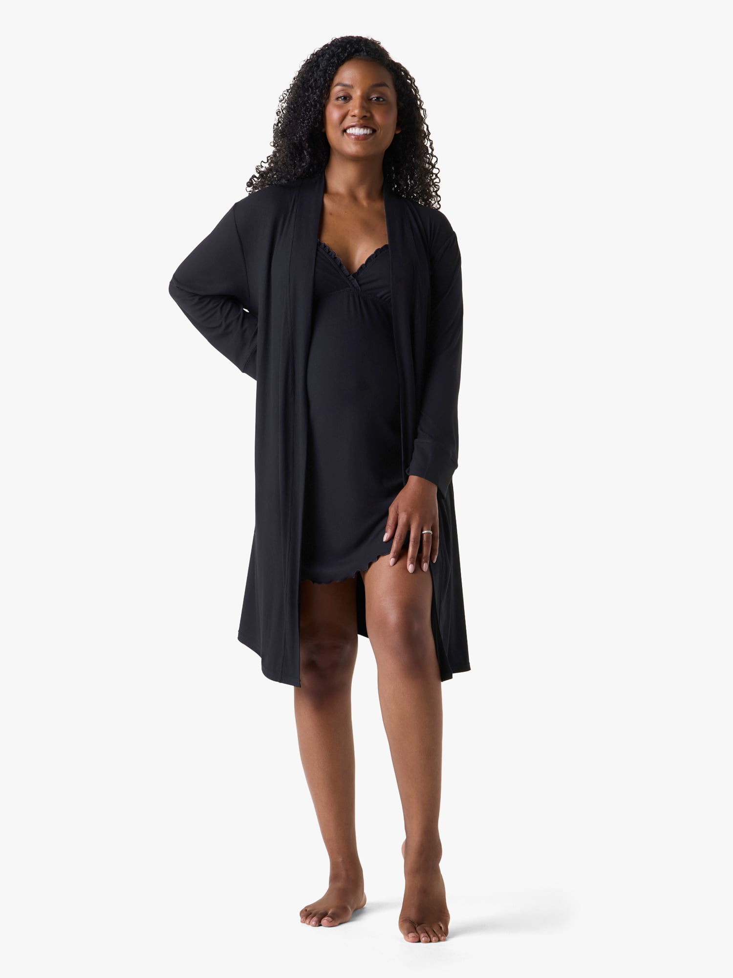 Women's Maternity Ribbed Robe, Sizes S-XXXL