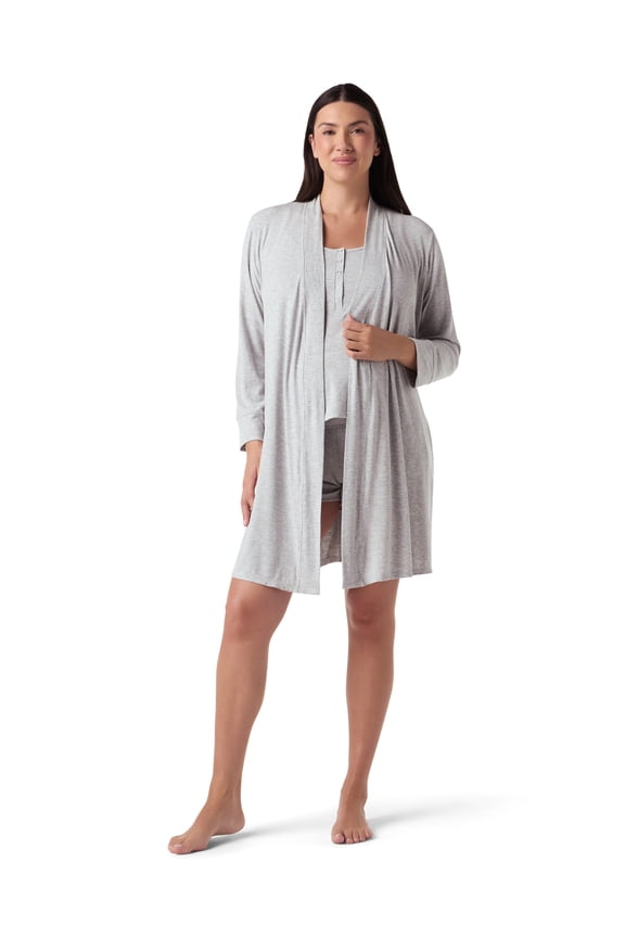 Women's Maternity Ribbed Robe, Sizes S-XXXL