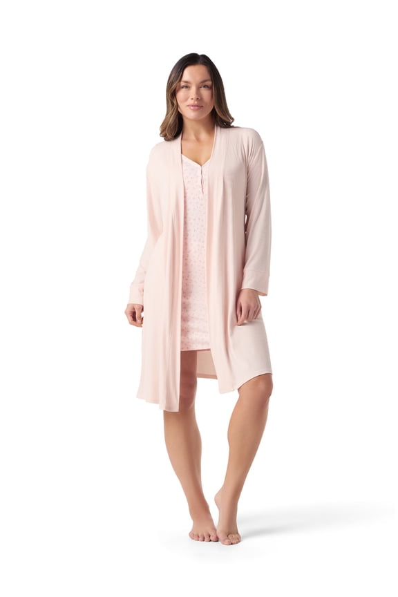 Women's Maternity Ribbed Robe, Sizes S-XXXL