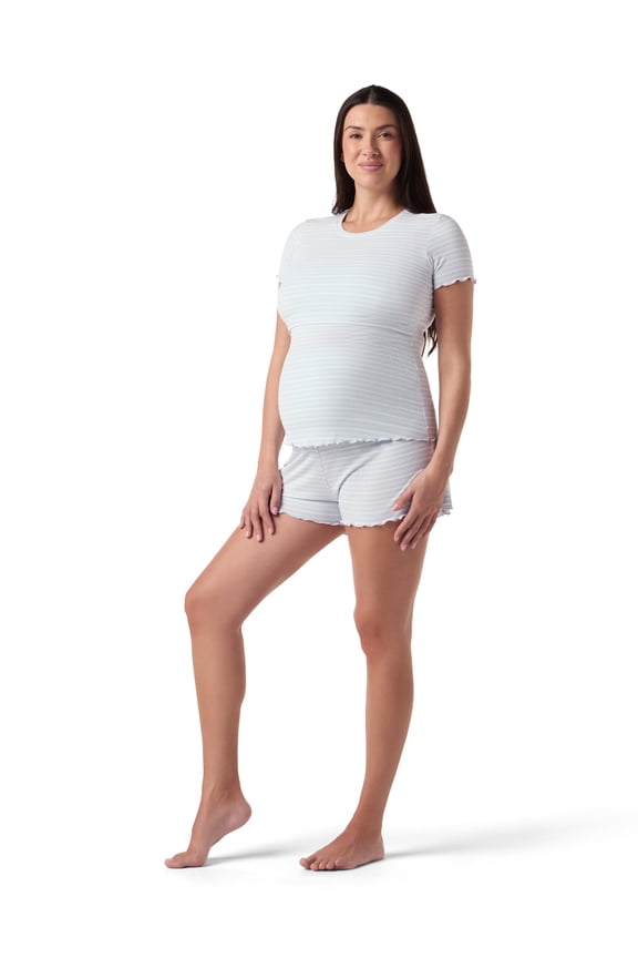 Women's Maternity Ribbed T-Shirt & Short Sleep Set, Sizes S-XXXL
