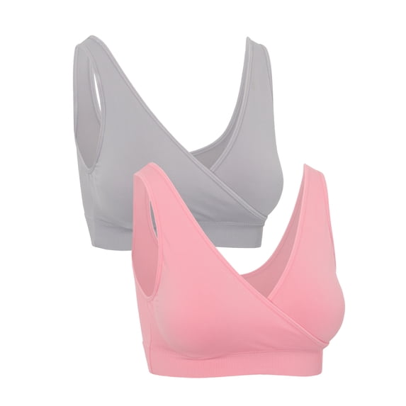 Ingrid & Isabel For Every Belly Women's Maternity & Nursing Seamless Crossover Bra, 2-Pack, SizesXS-4XL