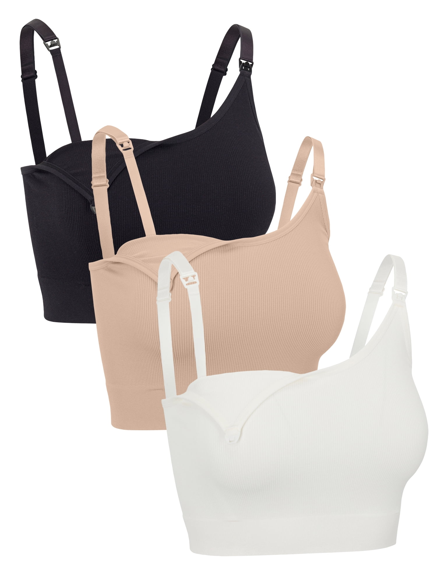 Ingrid & Isabel For Every Belly Women's Maternity Seamless Nursing Cami Bra 3pk, Sizes S-XXXL