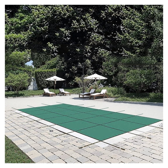 Inground Pool Cover 14x26 ft Rectangular - Winter Pool Cover, Triple Stitched, PP Mesh with Installation Kit - Green