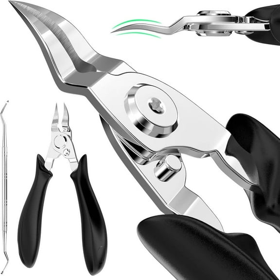 Ingrown Toenail Clippers Upgraded, Steel Nail Clippers for Professional Podiatrist, Unique Long Handle Curved Blade Tool for Thick & Ingrown Nails, Suitable for Men, Women and Elderly