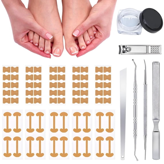 Ingrown Toenail Corrector Patch Kit with Lifter Tool, Breathable Nail Correction Strips, Relieves Discomfort, Easy At-Home Foot Care