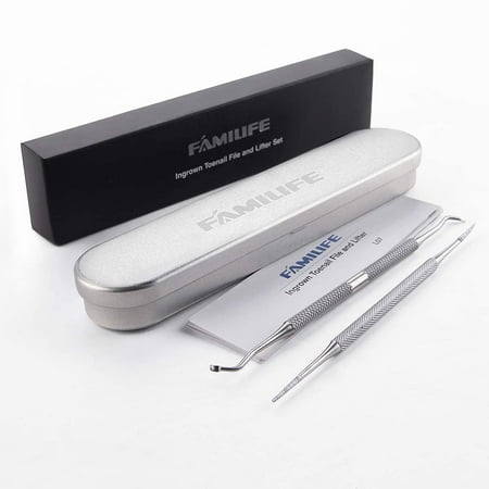 Ingrown Toenail File and Lifter, Familife 2pcs Ingrown Toenail Tool Double Sided with Storage Case Professional Ingrown Toenail Corrector Ingrown Toenail Removal Kit Pedicure Kit