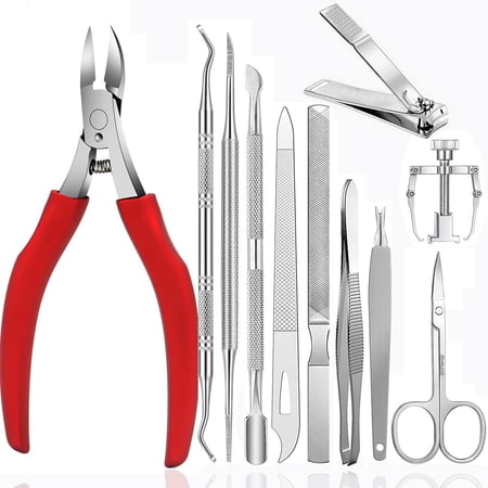 Ingrown Toenail Tool kit Pedicure Tools,12PCS Ingrown Toenail Treatment Toenail Clippers Professional Tool Set for Ingrown & Thick Nail Stainless Steel Ingrown Toenail Tool