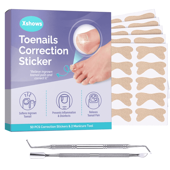 Ingrown Toenail Treatment, Ingrown Toenail Corrector Patch, Breathable Ingrown Toenail Tool Kit with Manicure Tools, 50 PCS