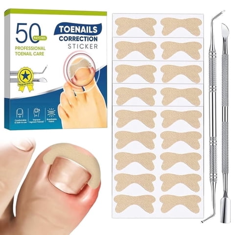Ingrown Toenail Treatment,Strong Adhesion for Home Foot Care - Breathable Strips with File and Lifter 50Pcs