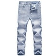 thumbnail image 1 of Ingzy Boys Ripped Distressed Destroyed Straight Fit Washed Zipper Denim Jeans Pants, 1 of 7