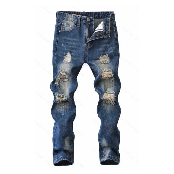 Ingzy Boys' Ripped Slim Fit Jeans, Teen Boys' All-Season Denim Pants with Pockets and Zipper