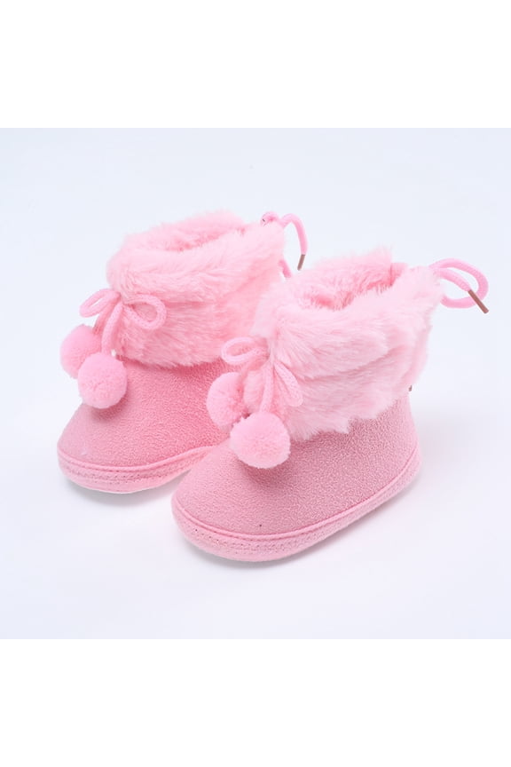 Infant Unisex Warm Lining Soft Boots Baby Ankle Non-Slip Sole Winter Snow Slip On Shoes