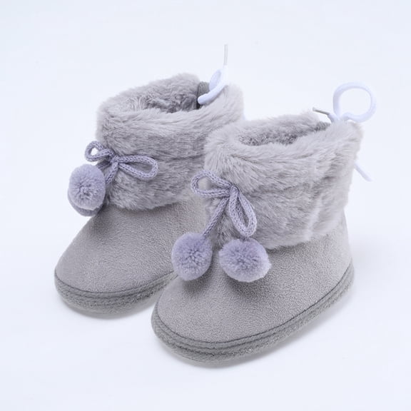 Ingzy Infant Unisex Warm Lining Soft Boots Baby Ankle Non-Slip Sole Winter Snow Slip On Shoes