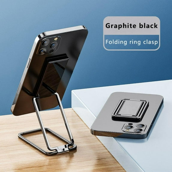 Ingzy Retractable 360° Rotation Phone Grip with Foldable Stand, Zinc Alloy, Silver