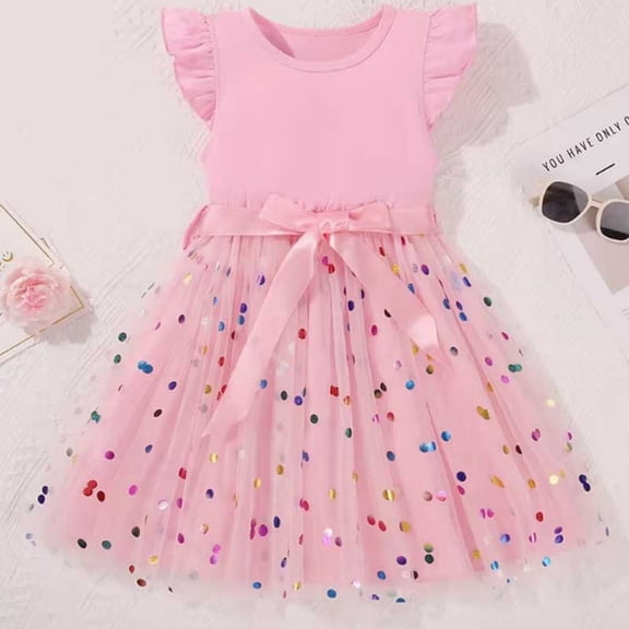 Ingzy Toddler Tutu Dress Girls Ruffle Tulle Dresses Cute Summer Party Princess Sundress for 2-7Y