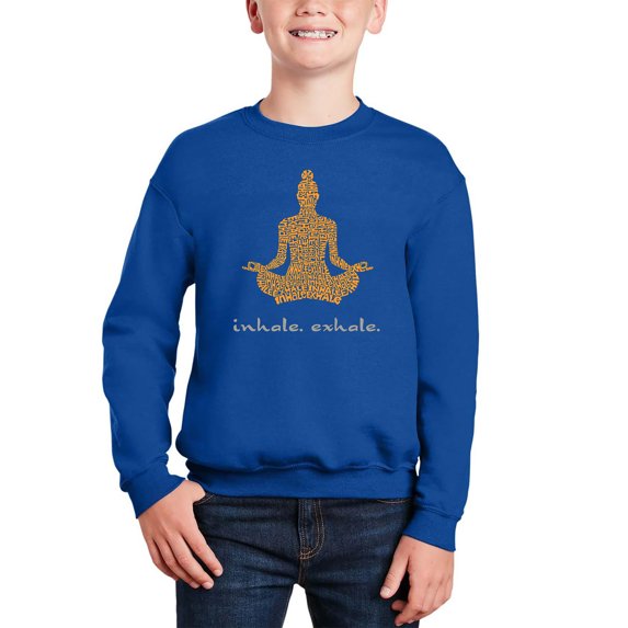 Inhale Exhale - Boy's Word Art Crewneck Sweatshirt