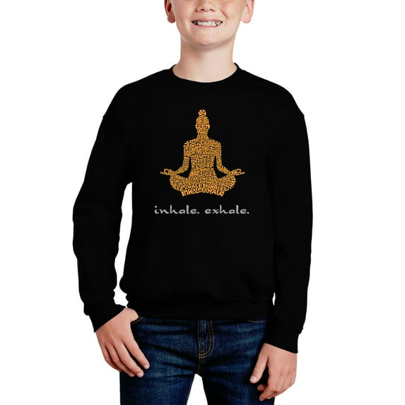 Inhale Exhale - Boy's Word Art Crewneck Sweatshirt