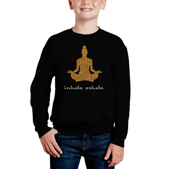 Inhale Exhale - Boy's Word Art Crewneck Sweatshirt