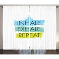 thumbnail image 1 of Ambesonne Inhale Exhale Curtains 2 Panel Set, Woman Lotus Pose, 108" x 90", Yellow Green Pale Blue, 1 of 2