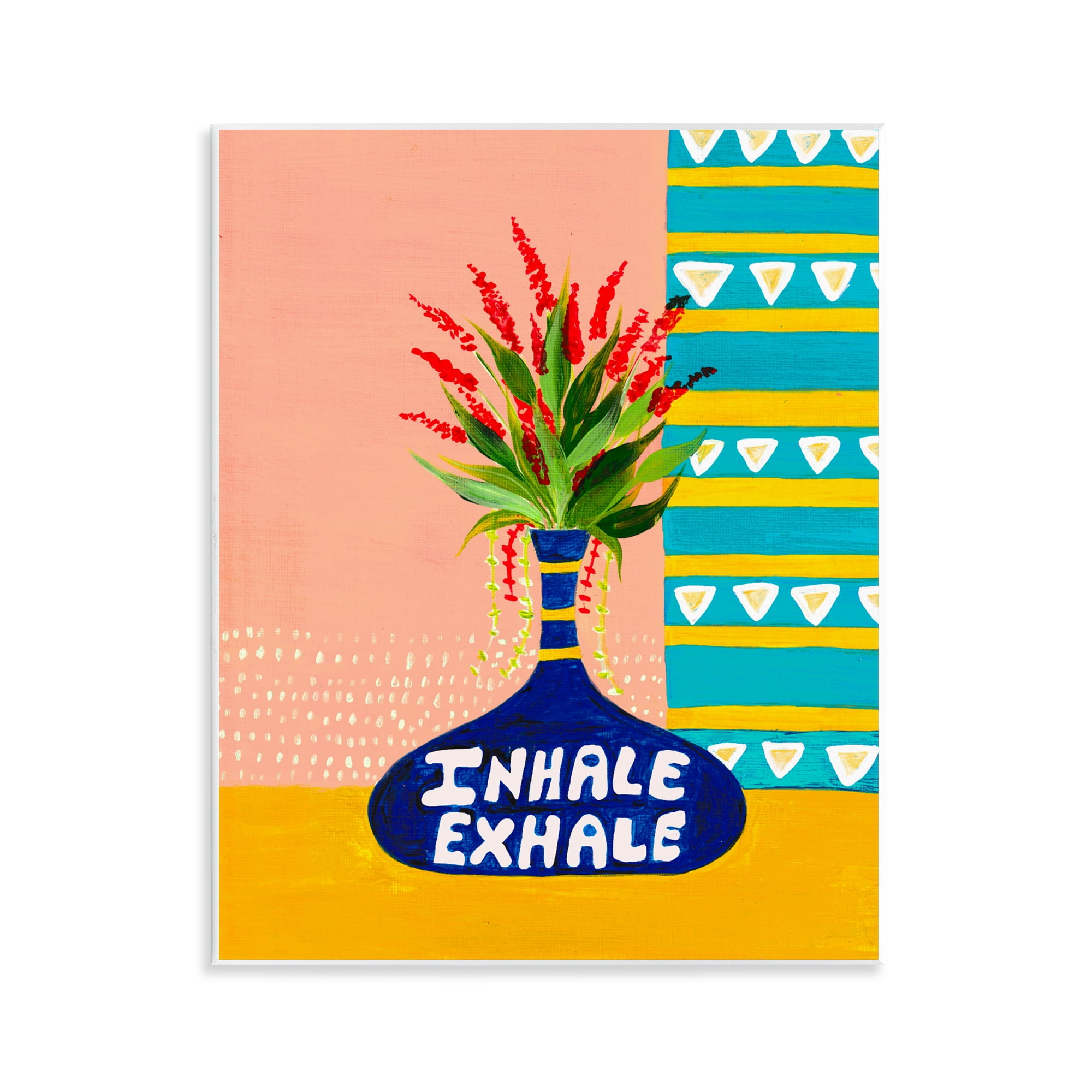 Inhale Exhale Flower Vase Wall Plaque Art, design by Nabeela Rumi