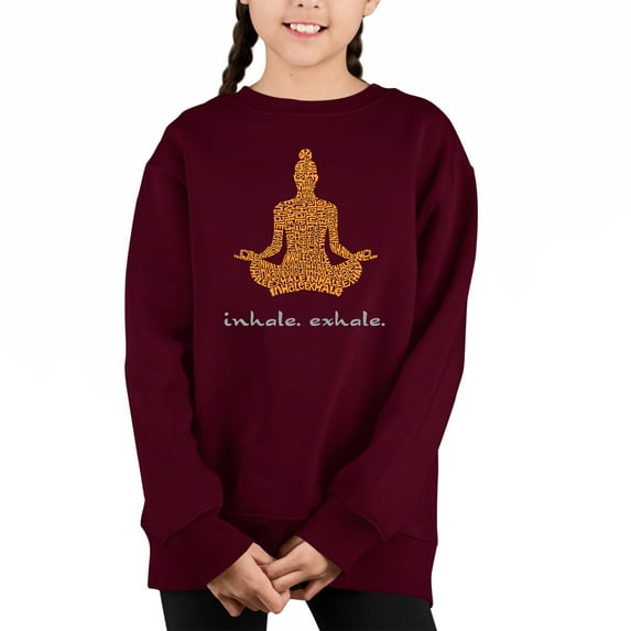 Inhale Exhale - Girl's Word Art Crewneck Sweatshirt