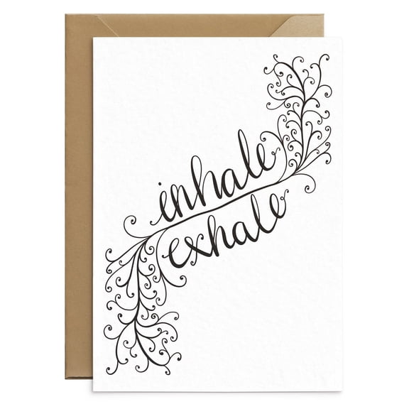 Inhale Exhale Motivational Card  Relaxing Nature-Inspired Design  Blank Inside with Envelope  Perfect for Encouragement, Mindfulness, and Self-Care Gifts