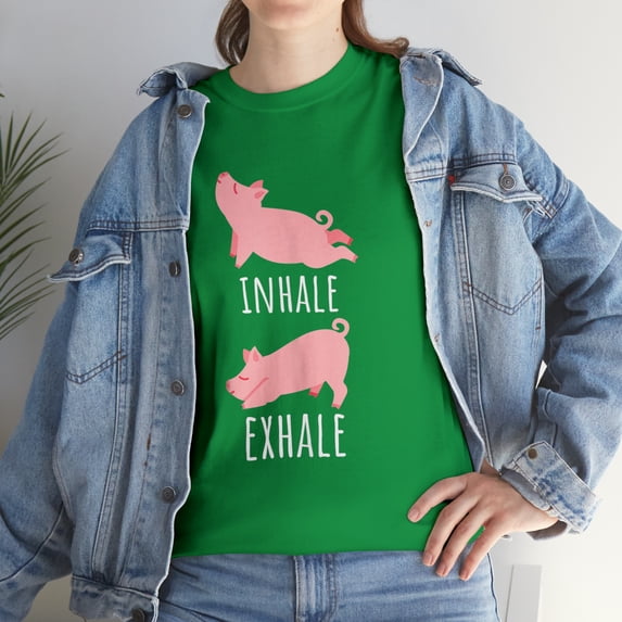 Inhale Exhale Pig Yoga Meditation Workout Exercise T-Shirt