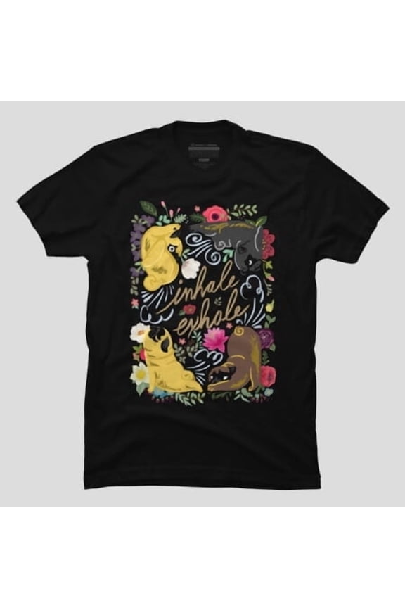 Inhale Exhale Pug Yoga Funny Dog, H42578 T-Shirt, for Men and Women, Up to Size 5XL