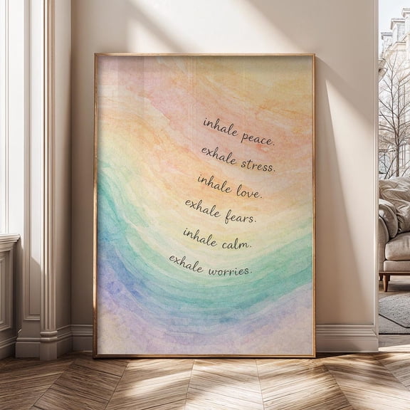Inhale Exhale Quote Calm Mindfulness Relaxing Affirmation Meditation Poster