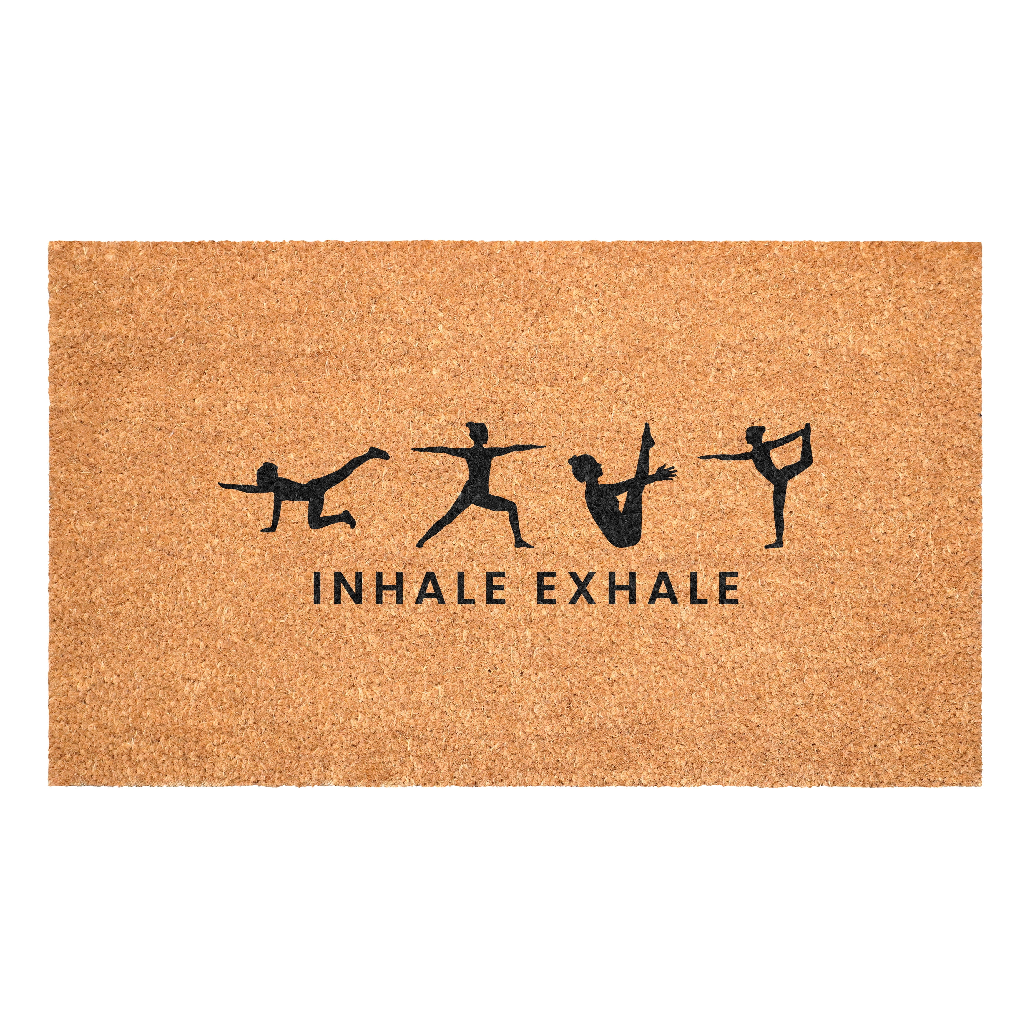 Inhale Exhale Silhouette Non Slip Vinyl Backing, Front Doormat, Entryway Doormat, 24"x36"