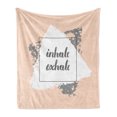 thumbnail image 1 of Inhale Exhale Soft Flannel Fleece Throw Blanket, Grunge Paintbrush Sports and Message Soft Pattern, Cozy Plush for Indoor and Outdoor Use, 50" x 70", Pale Peach Grey White, by Ambesonne, 1 of 5