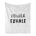 thumbnail image 1 of Inhale Exhale Soft Flannel Fleece Throw Blanket, Hippie Life Health Breath Calligraphy Balance of Life Mentalcare, Cozy Plush for Indoor and Outdoor Use, 70" x 90", Black and White, by Ambesonne, 1 of 6