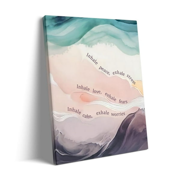 Inhale Peace Exhale Stress Canvas Art - Calming Ocean Theme Wall Decor, Ready to Hang Premium Canvas Print for Bedroom, Office, Meditation Room, Living Room - Fade-Resistant, USA Handmade