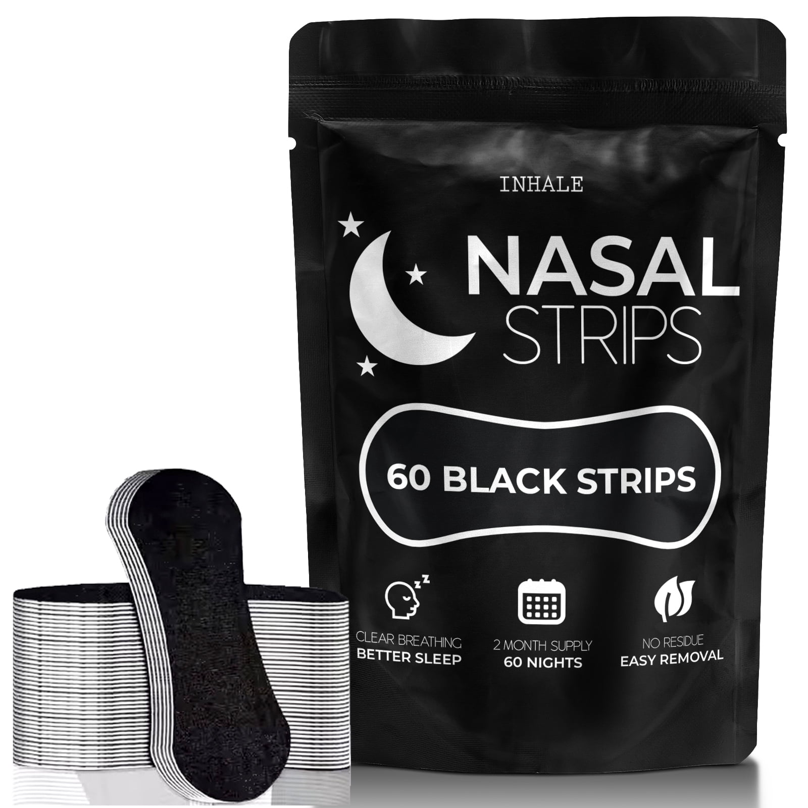 Inhale Premium Nasal Strips - Unisex Strips for Sensitive Skin Enhanced Breathing, Snoring Reduction, Congestion Relief & Improved Athletic Performance Easy to Apply & Travel-Friendly - 60 Count