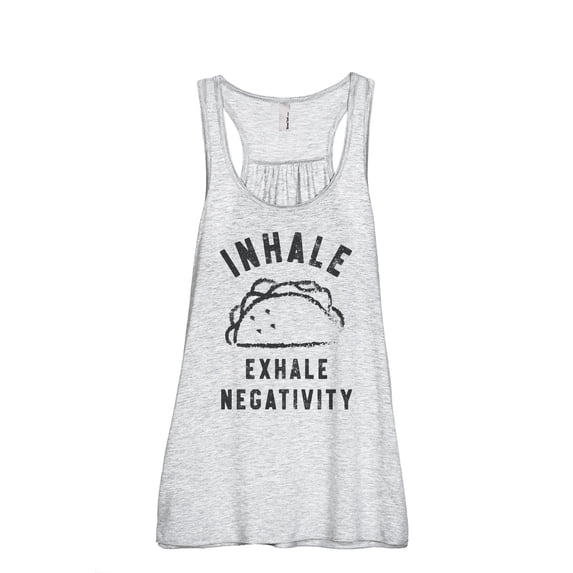 Inhale Tacos Exhale Negativity Women's Fashion Sleeveless Flowy Racerback Workout Yoga Tank Top Sport Grey Small