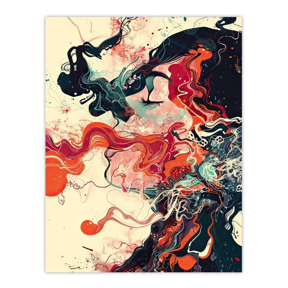 Inhale Trippy Lady Profile Design Psychedelic Living Room Extra Large XL Wall Art Poster Print