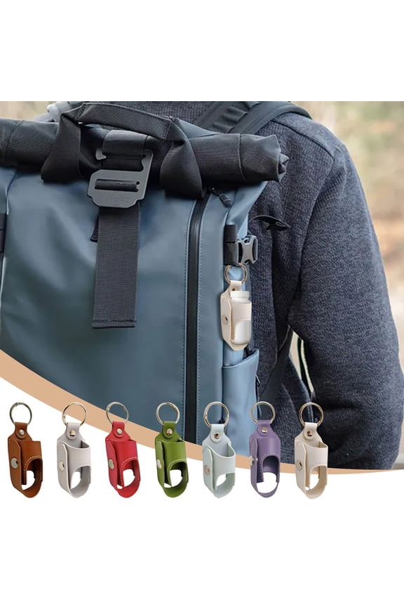 Inhaler Storage Case PU Leather Protective Cover Keychain Holder with Metal Buckle for Asthma Patients Red