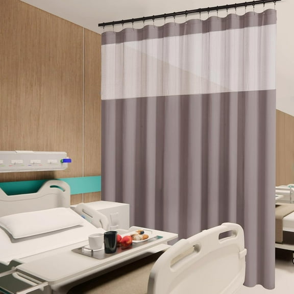 Inherent Flame Retardant Hospital Curtain Room Divider,Grommet Cubicle Privacy Curtains for Hospital, Medical Clinic(1 Panel,Grey, 5x8FT)