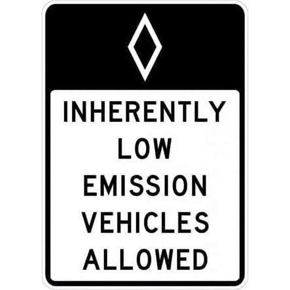 Inherently Low Emission Vehicles Allowed Sign Regulatory Traffic Signs Metal Sign Tin Sign 12x16 Inch - Caution Safety Warning Security Signs Indoor & Outdoor Signs for Home, Office, Work