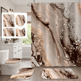 thumbnail image 1 of Inhousolu 4-Piece Shower Curtain Set with Bathroom Rugs, Water-Repellent Shower Curtain, Non-Slip Bath Mat, Toilet Lid Cover, U-Shaped Toilet Rug, 12 Hooks, 72 x 72 Inch,  Sand Marble, 1 of 10