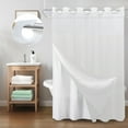 thumbnail image 1 of Inhousolu No Hook Snap-In Shower Curtain with Fabric Liner, Waffle Weave 230GSM Water Repellent Weighted Hem & Mesh Top Window, 72x72 inch, White, 1 of 8