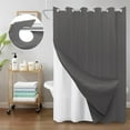 thumbnail image 1 of Inhousolu No Hook Waffle Weave Shower Curtain with Snap-In Fabric Liner, 230GSM Heavy Duty, Weighted Hem, Water Repellent & Washable, 72x72 inch, Graphite Grey, 1 of 8