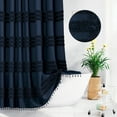 thumbnail image 1 of Inhousolu Woven Fabric Shower Curtain 256GSM, Tufted Striped, Waterproof & Wrinkle Free, Weighted Hem, 72x72 inch, Navy Blue, 1 of 7