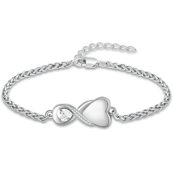 Ininfity Heart Urn Bracelet for Women Men Adjustable Ashes Bracelet Cremation Jewelry Human Pet Ashes Memorial Keepsake Link Bracelet