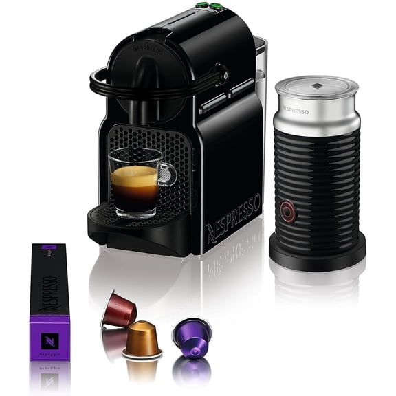 Inissia Espresso Machine by De'Longhi with Milk Frother, 24 ounces, Black